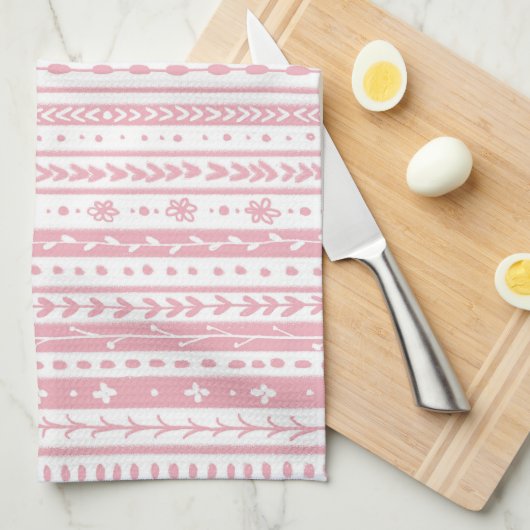 Bloemen doodle strepen theedoek (Quarter Fold)