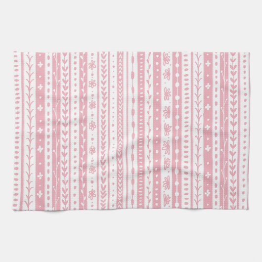 Bloemen doodle strepen theedoek (Horizontaal)