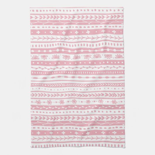 Bloemen doodle strepen theedoek (Verticaal)