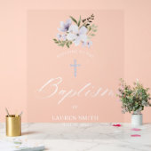 Bloemen doop doopsel Elegant Script Acryl Bord (Huwelijk)