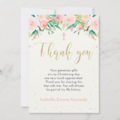 Bloemen Doop of Doop Dankkaart Kaart (Voorkant)