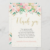 Bloemen Doop of Doop Dankkaart Kaart (Voorkant / Achterkant)