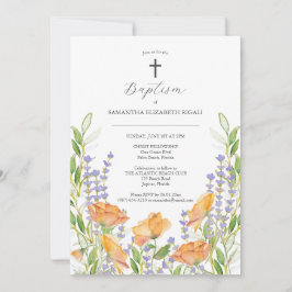 Bloemen Doop Uitnodigingen Waterverf Wildbloemen