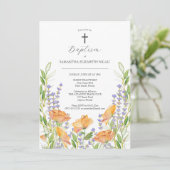 Bloemen Doop Uitnodigingen Waterverf Wildbloemen (Staand voorkant)