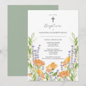 Bloemen Doop Uitnodigingen Waterverf Wildbloemen (Voorkant / Achterkant)