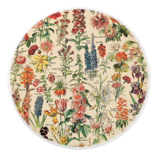 bloemen door Adolphe Millot Keramische Knop (Voorkant)