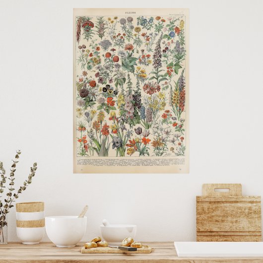 bloemen door Adolphe Millot Poster (Keuken)