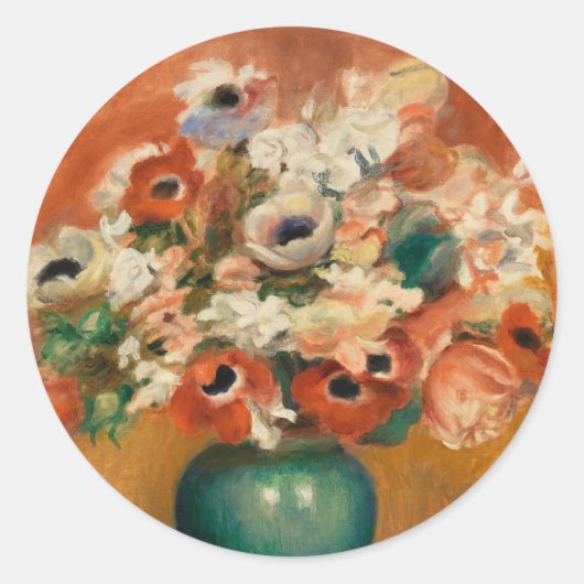 Bloemen door August Renoir, Kunst Ronde Sticker (Voorkant)