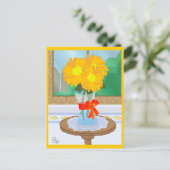 Bloemen door een Briefkaart van het Venster (Staand voorkant)