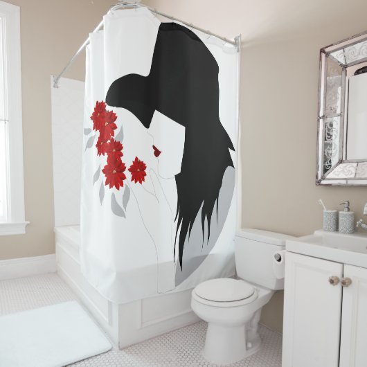 bloemen douchegordijn (In situ)