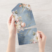 Bloemen Drama Bruiloft Blauw ID1022 All In One Uitnodiging (Afscheurbaar)