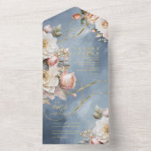 Bloemen Drama Bruiloft Blauw ID1022 All In One Uitnodiging (Binnen)