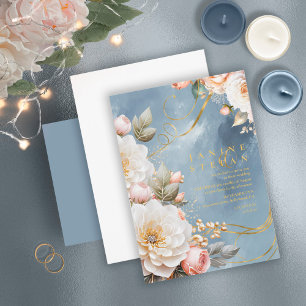 Bloemen Drama Bruiloft Blauw ID1022 Kaart