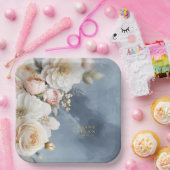 Bloemen Drama Bruiloft Blauw ID1022 Papieren Bordje (Feest)