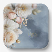 Bloemen Drama Bruiloft Blauw ID1022 Papieren Bordje (Voorkant)