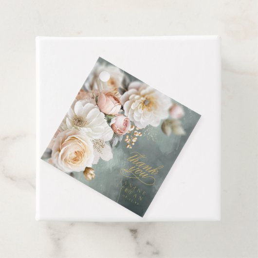 Bloemen Drama Bruiloft Dank u Groene ID1022 Bedankjes Labels (In situ)