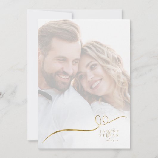 Bloemen Drama Bruiloft Fotosjabloon Wit ID1022 Bedankkaart (Voorkant)