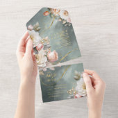 Bloemen Drama Bruiloft Groen ID1022 All In One Uitnodiging (Afscheurbaar)