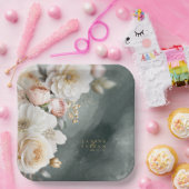 Bloemen Drama Bruiloft Groen ID1022 Papieren Bordje (Feest)