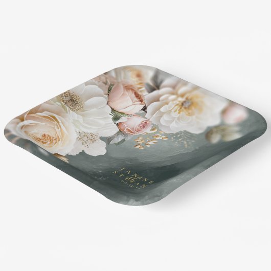 Bloemen Drama Bruiloft Groen ID1022 Papieren Bordje (Gebogen)