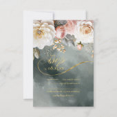 Bloemen Drama Bruiloft Groen ID1022 RSVP Kaartje (Voorkant)