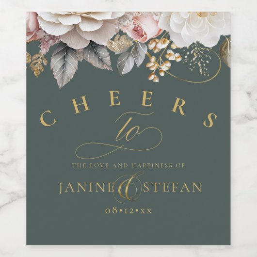 Bloemen Drama Bruiloft Groen ID1022 Wijn Etiket (Enkel label)