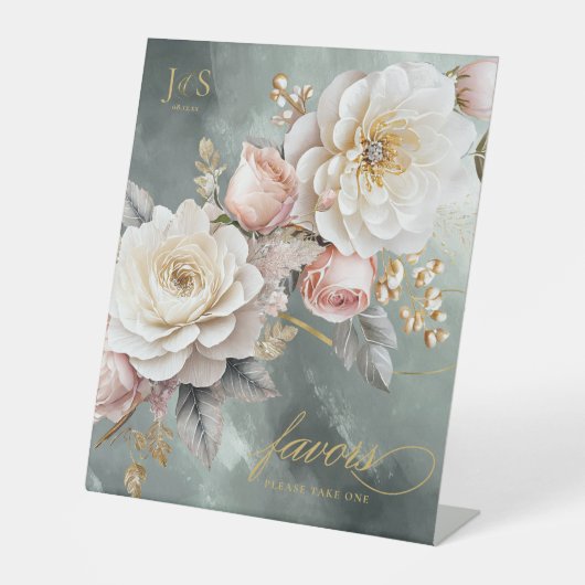 Bloemen Drama Bruiloft Gunsten Groene ID1022 Reclamebord Met Voetstuk (Voorkant)