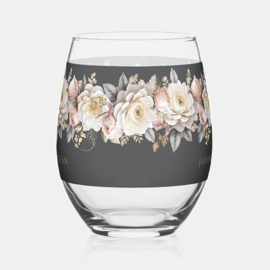 Bloemen Drama Bruiloft Houtskool ID1022 Wijnglas Zonder Voet (Links)