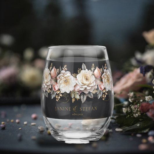 Bloemen Drama Bruiloft Houtskool ID1022 Wijnglas Zonder Voet