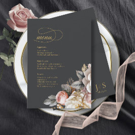 Bloemen Drama Bruiloft Menu Houtskool ID1022