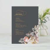 Bloemen Drama Bruiloft Menu Houtskool ID1022 (Staand voorkant)