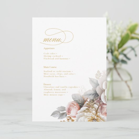 Bloemen Drama Bruiloft Menu ID1022 (Staand voorkant)