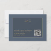 Bloemen Drama Bruiloft QR Code Blauw ID1022 RSVP Kaartje (Achterkant)