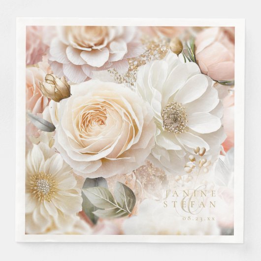 Bloemen Drama Bruiloft Wit ID1022 Servet (Voorkant)