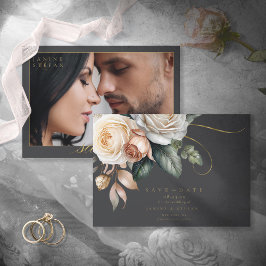 Bloemen Drama Trouwfoto Charcoal ID1022 Save The Date