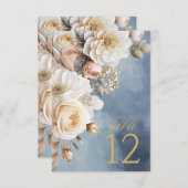 Bloemen Drama Trouwtafel Nummer Blauw ID1022 Kaart (Voorkant / Achterkant)