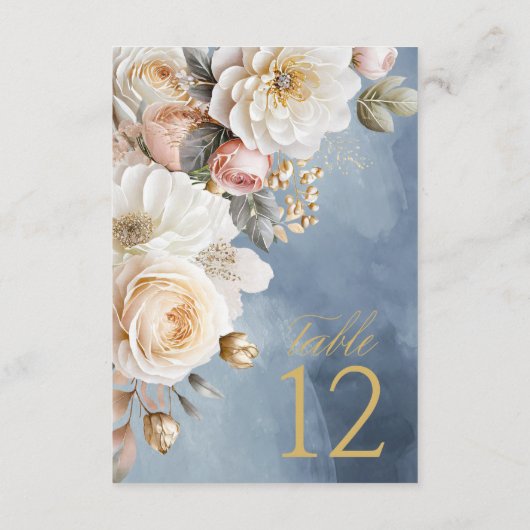 Bloemen Drama Trouwtafel Nummer Blauw ID1022 Kaart (Achterkant)