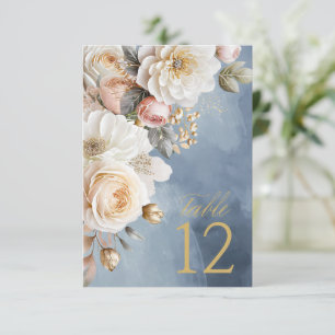 Bloemen Drama Trouwtafel Nummer Blauw ID1022 Kaart