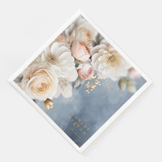 Bloemen Drama Trouwtafel Nummer Blauw ID1022 Servet (Hoek)