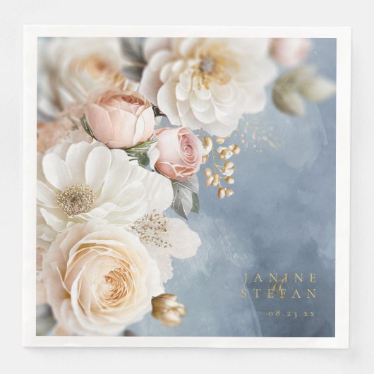 Bloemen Drama Trouwtafel Nummer Blauw ID1022 Servet (Voorkant)