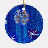 Bloemen Drawing Blue Circle Ornament (Voorkant)