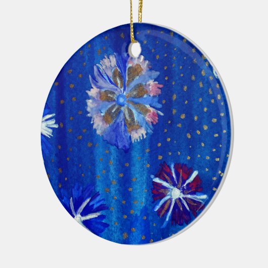 Bloemen Drawing Blue Circle Ornament (Links)