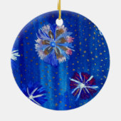 Bloemen Drawing Blue Circle Ornament (Achterkant)