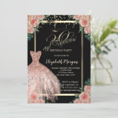 Bloemen, Dress, Confetti Roos Gold 50th Birthday Kaart (Staand voorkant)