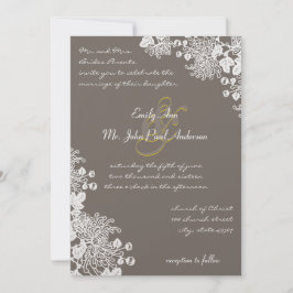  bloemen Driftwood & Yellow Wedding Invitae Kaart