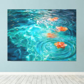 Bloemen Drijvend op Water  Canvas Afdruk (Insitu (Houten vloer))