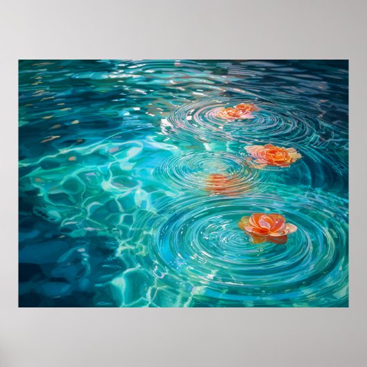 Bloemen Drijvend op Water Poster (Voorkant)