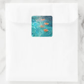 Bloemen Drijvend op Water  Vierkante Sticker (Tas)