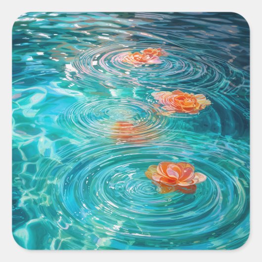 Bloemen Drijvend op Water  Vierkante Sticker (Voorkant)