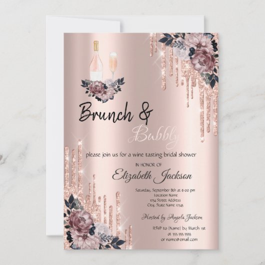 Bloemen, droogstokken en bubbelig Vrijgezellenfees Kaart (Voorkant)